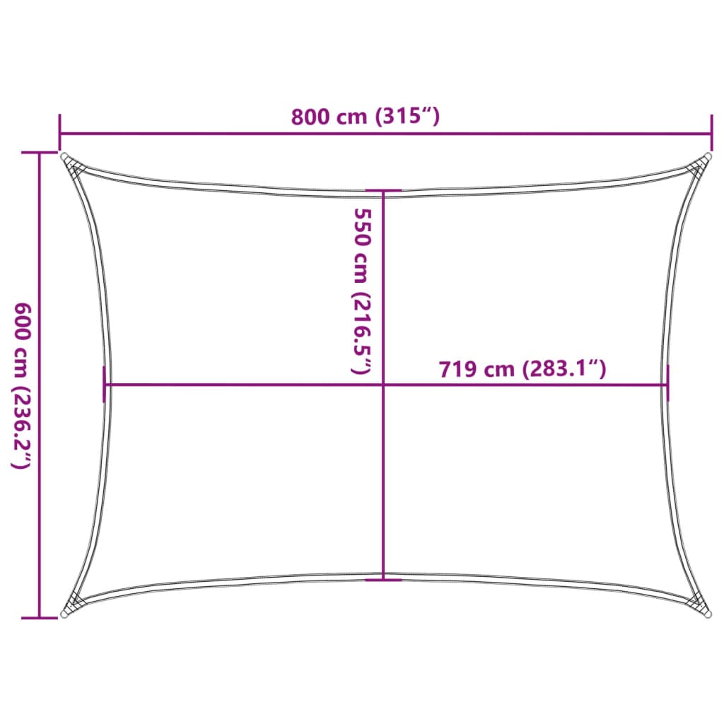 vidaXL Żagiel przeciwsłoneczny, 160 g/m², brązowy, 6x8 m, HDPE
