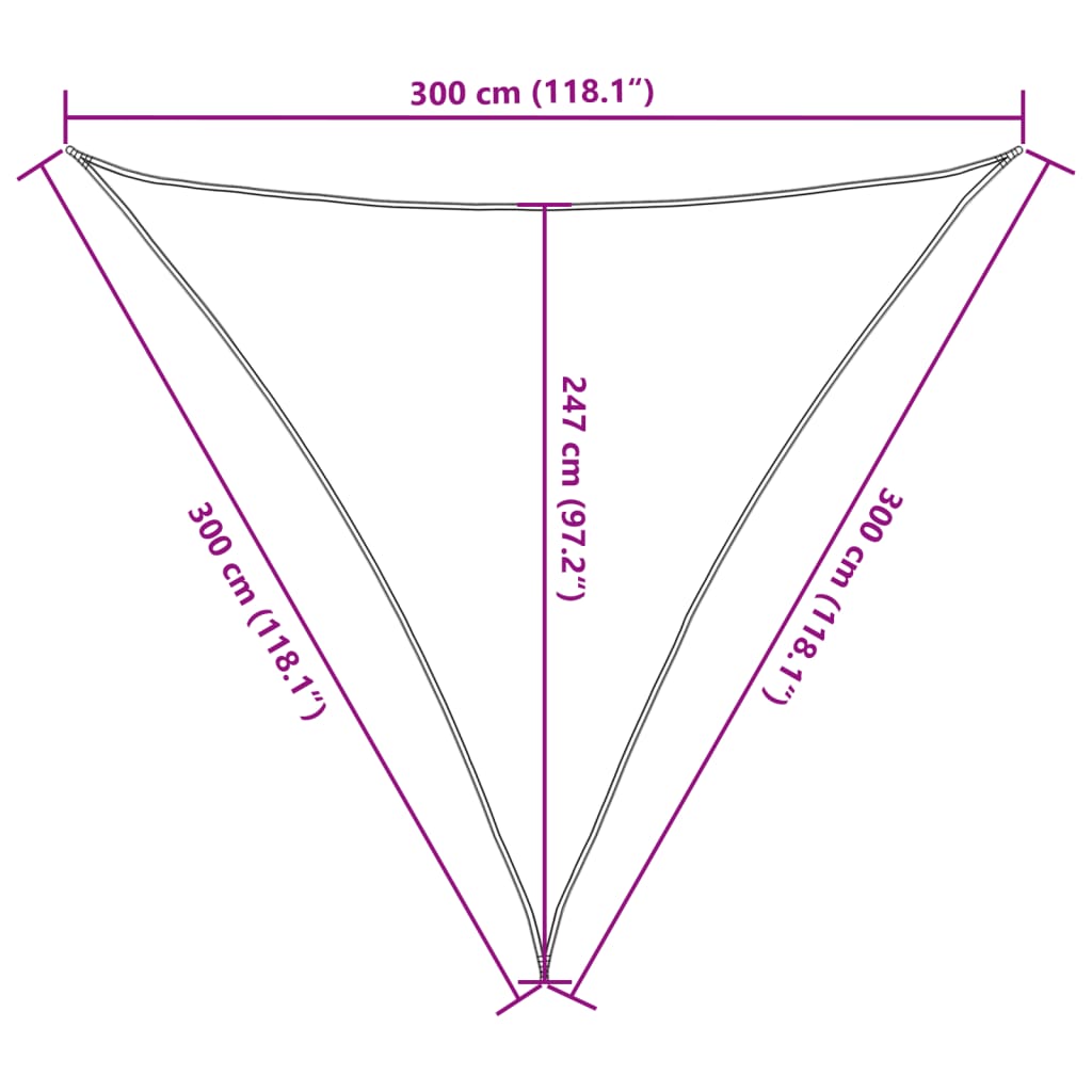 vidaXL Żagiel przeciwsłoneczny, 160 g/m², brązowy, 3x3x3 m, HDPE