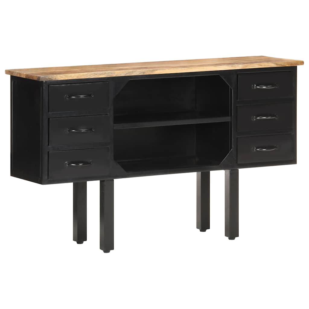 vidaXL Komoda, 110x30x65 cm, lite surowe drewno mango i stal