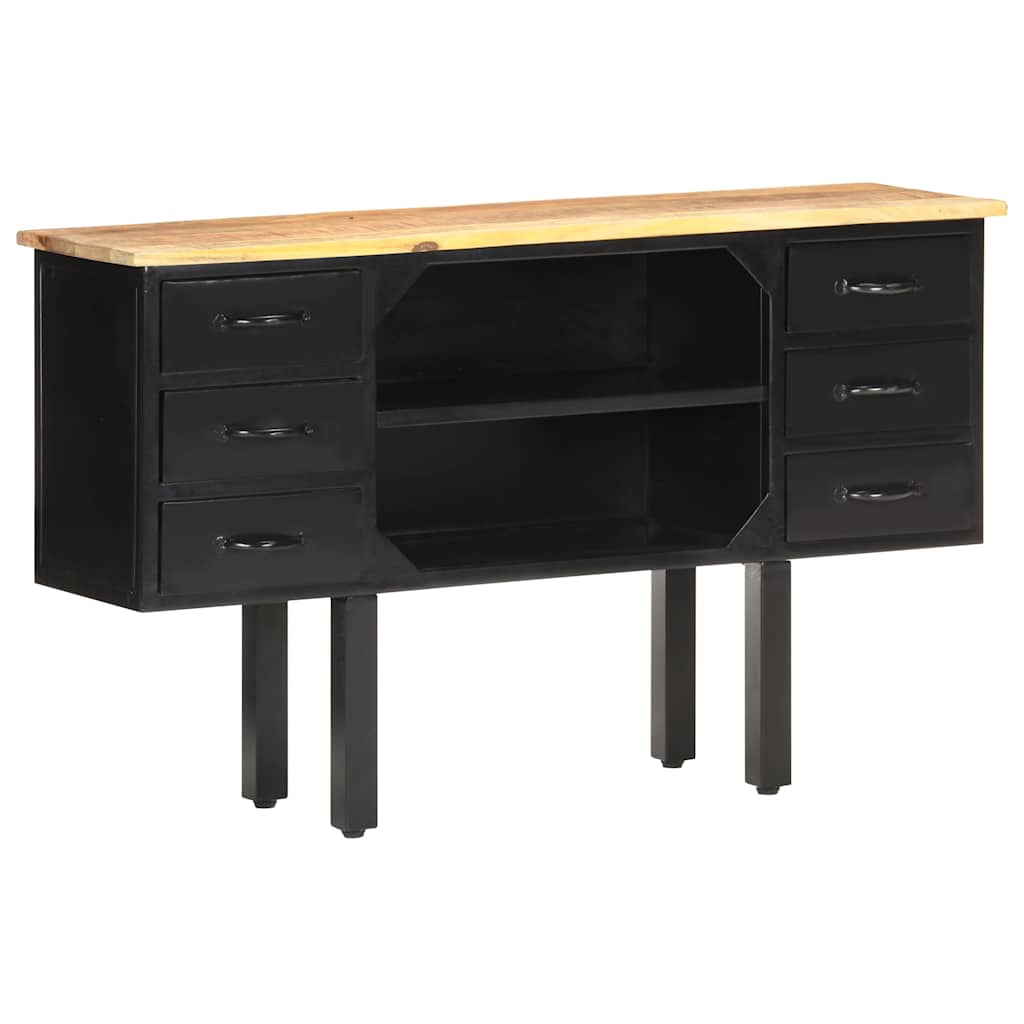 vidaXL Komoda, 110x30x65 cm, lite surowe drewno mango i stal
