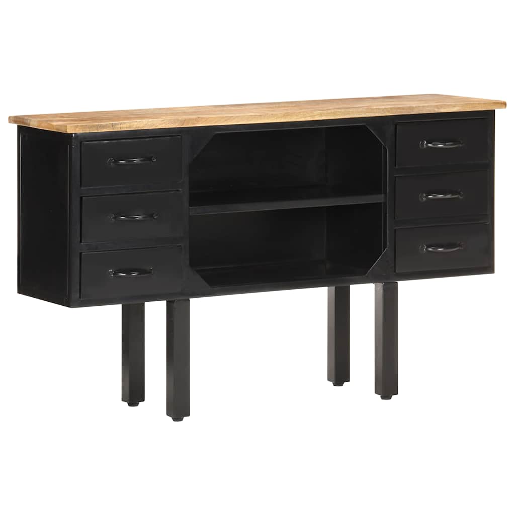 vidaXL Komoda, 110x30x65 cm, lite surowe drewno mango i stal