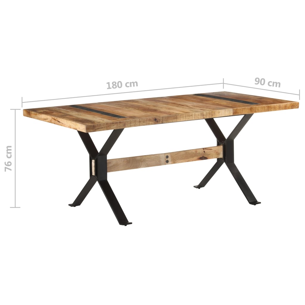 vidaXL Stół jadalniany, 180 x 90 x 76 cm, surowe drewno mango