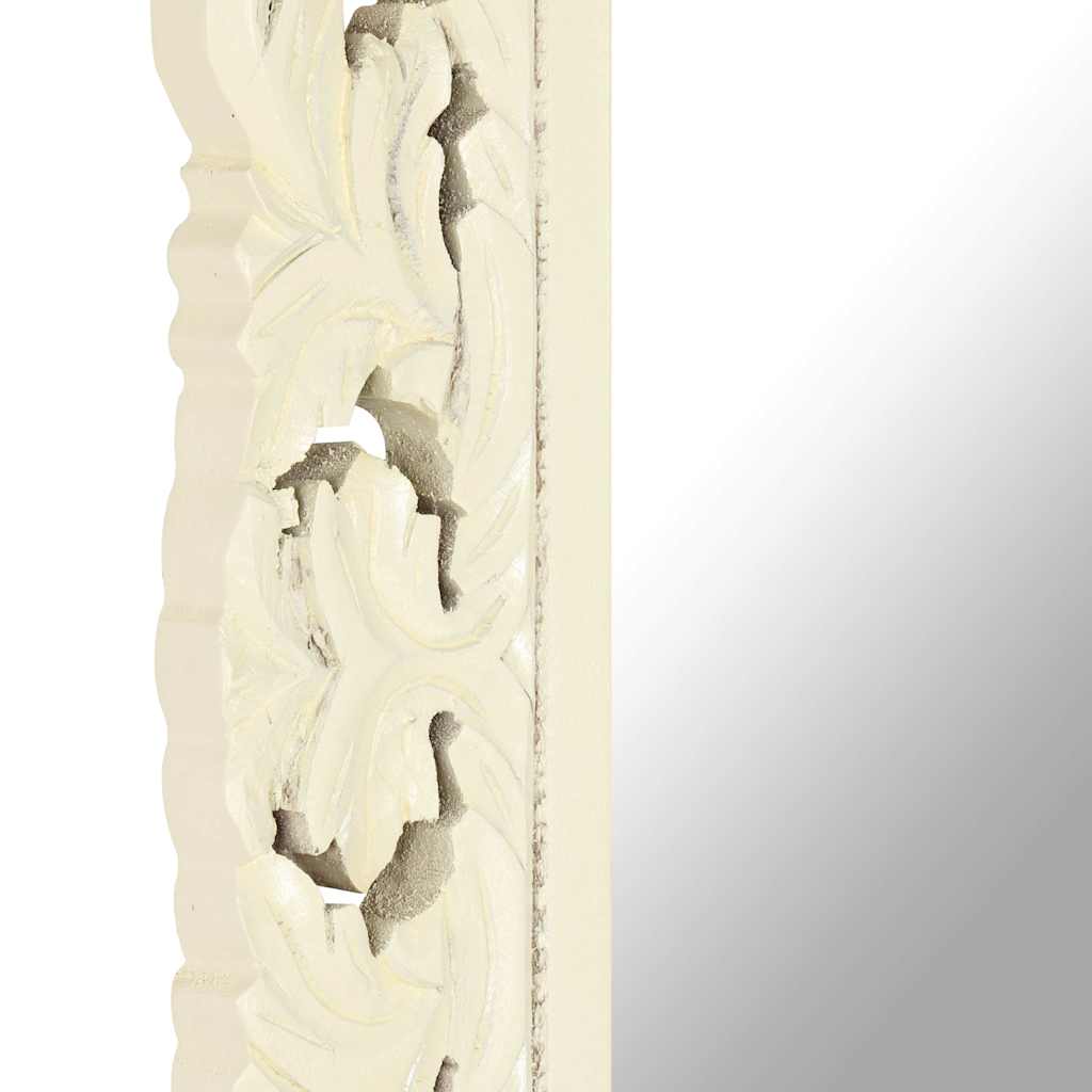 vidaXL Lustro w ręcznie rzeźbionej, białej ramie, 110x50 cm, mango
