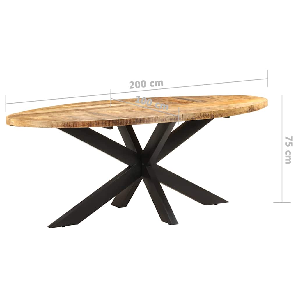 vidaXL Stół jadalniany, owalny, 200x100x75 cm, surowe drewno mango
