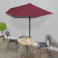vidaXL Półparasol balkonowy, aluminium, bordo, 270x144x222 cm