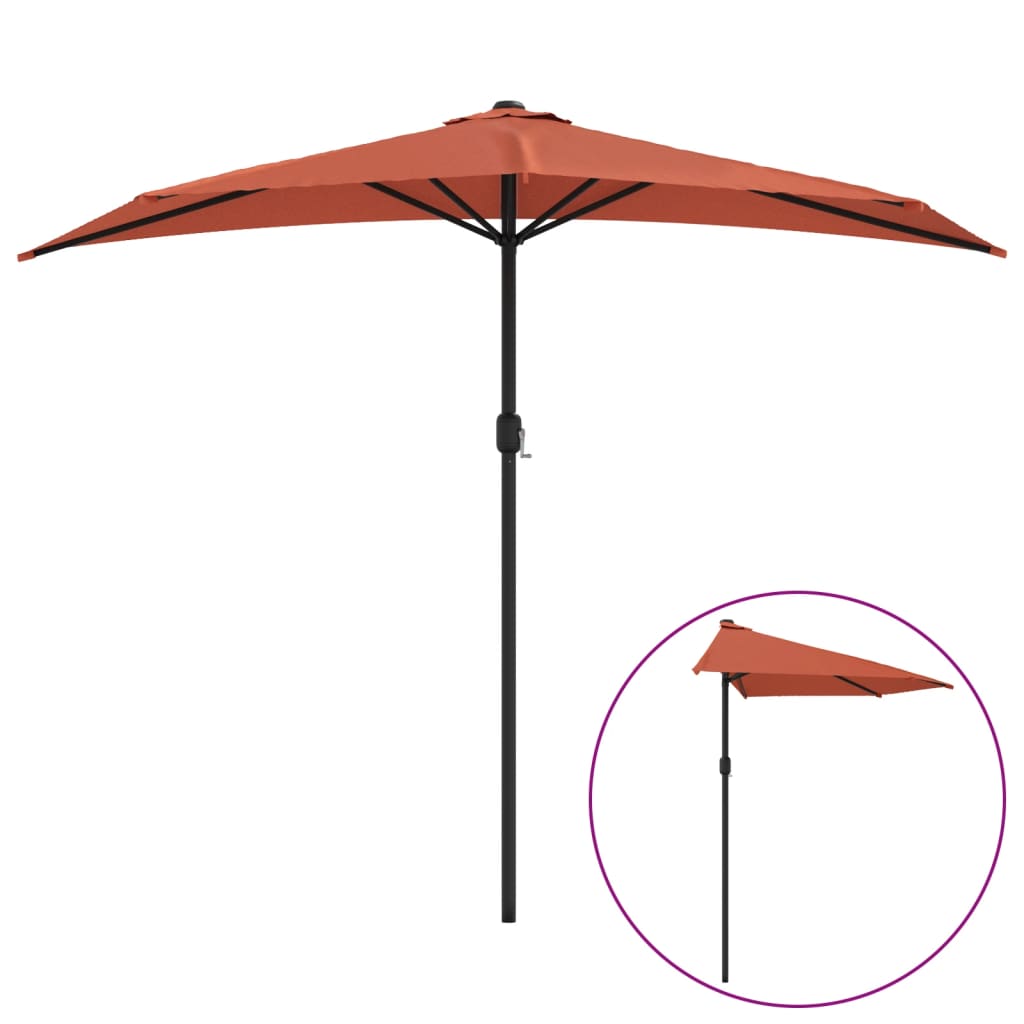 vidaXL Półparasol balkonowy, aluminium, terakota, 270x144x222 cm