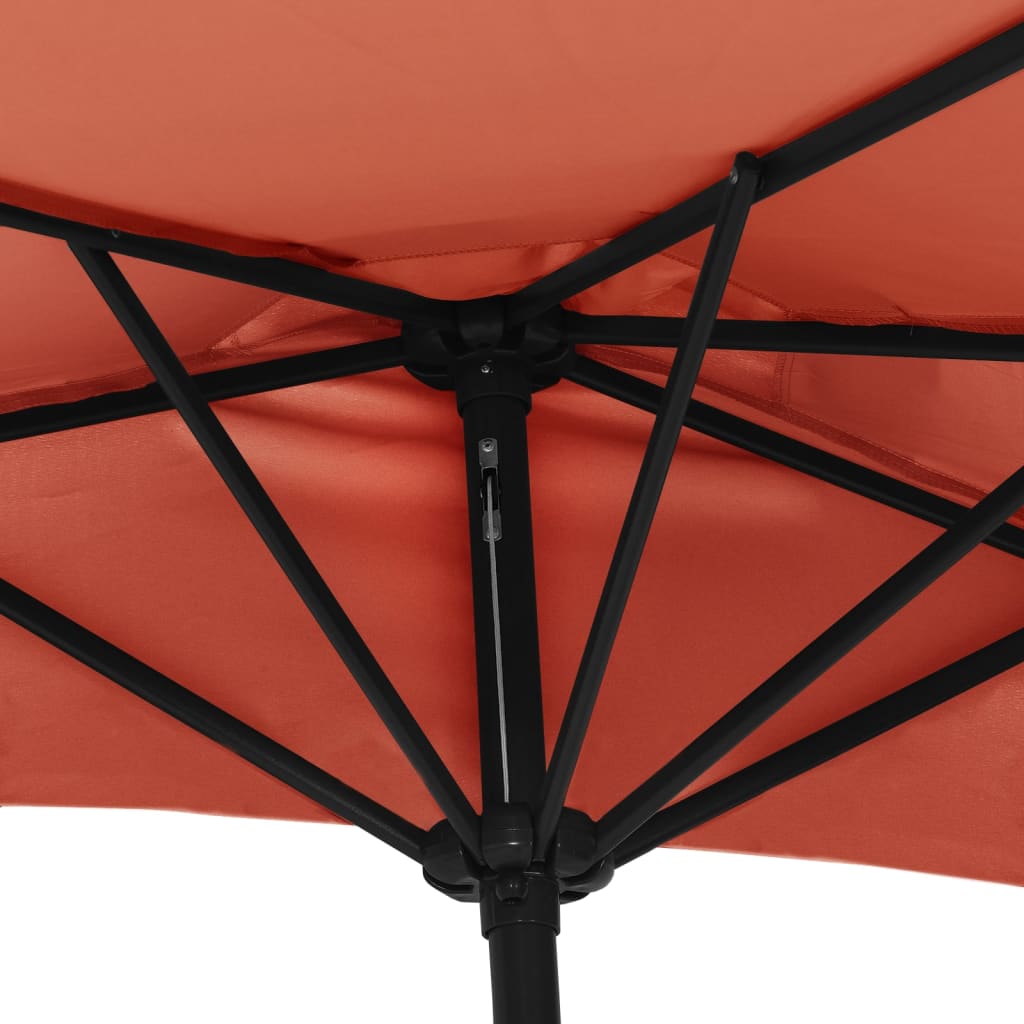 vidaXL Półparasol balkonowy, aluminium, terakota, 270x144x222 cm