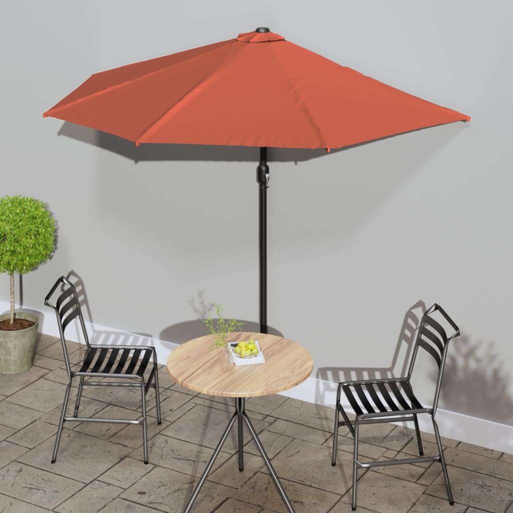 vidaXL Półparasol balkonowy, aluminium, terakota, 270x144x222 cm