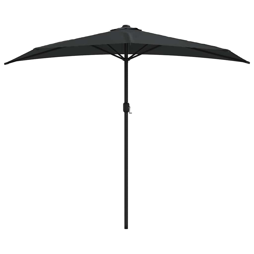 vidaXL Półparasol balkonowy, aluminiowy słupek, czarny, 270x144x222 cm