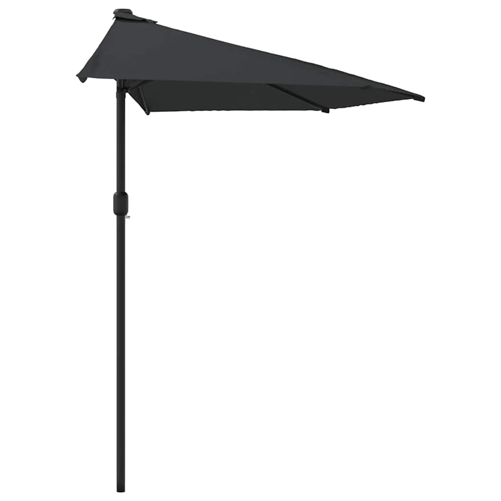 vidaXL Półparasol balkonowy, aluminiowy słupek, czarny, 270x144x222 cm