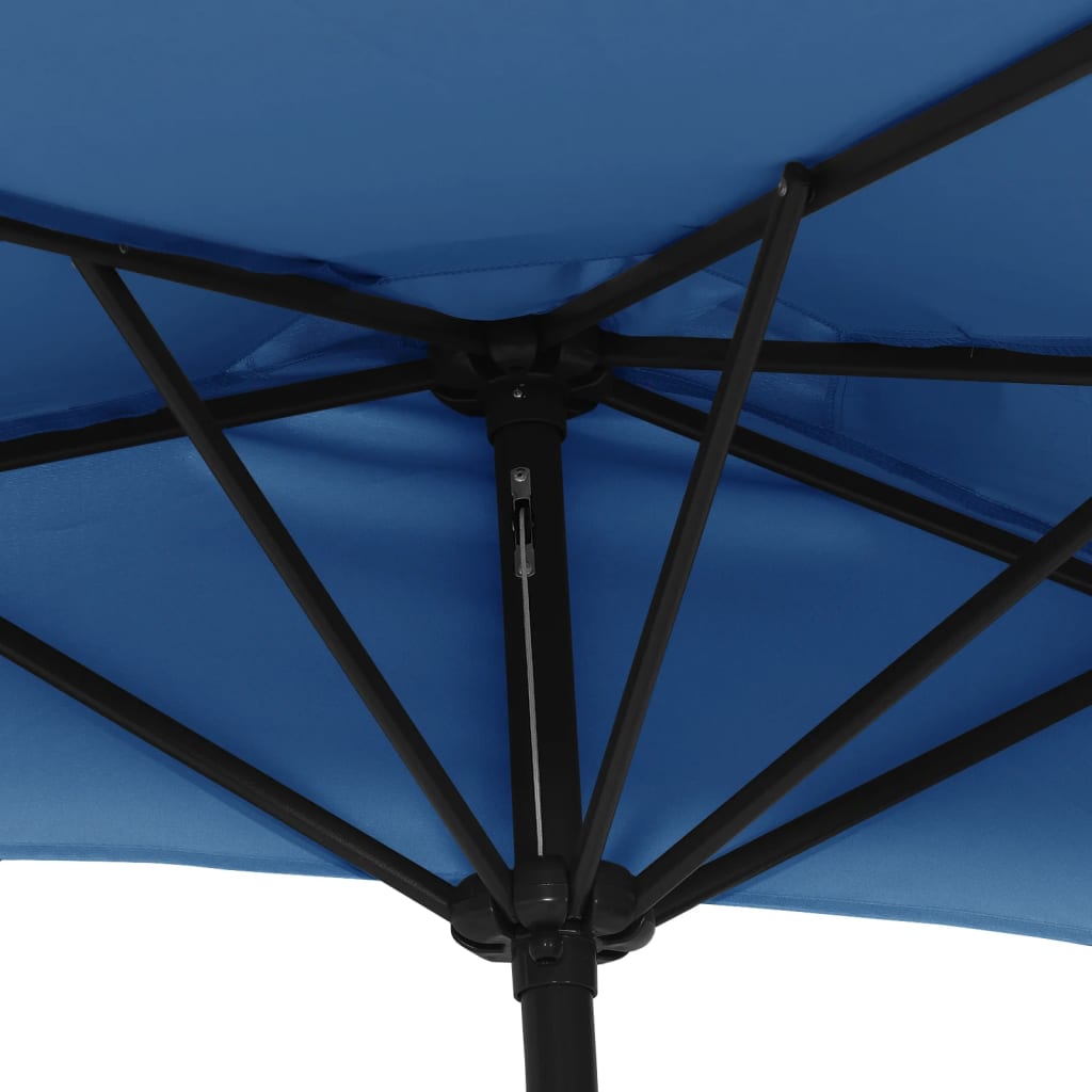 vidaXL Półparasol balkonowy, aluminium, niebieski, 270x144x222 cm