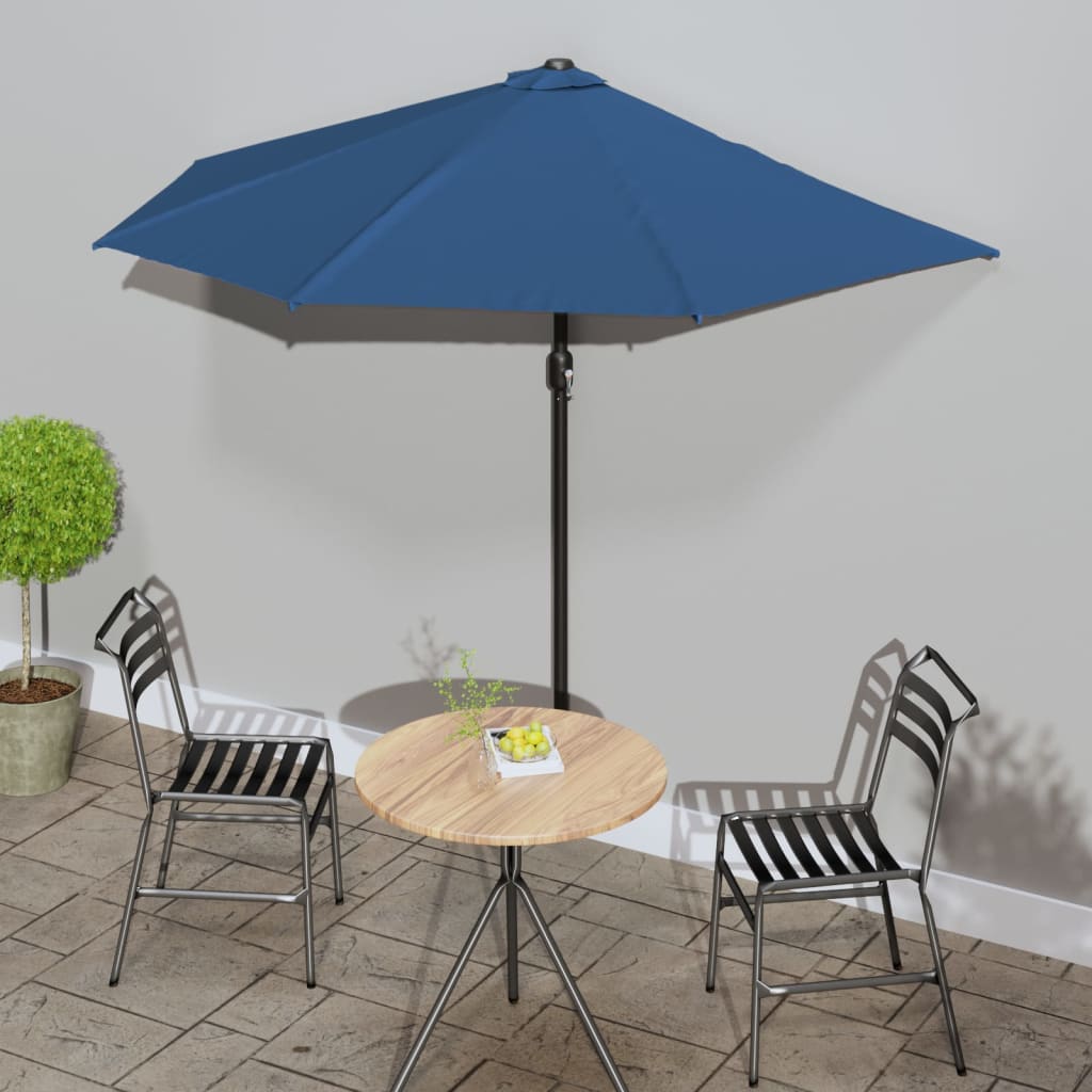 vidaXL Półparasol balkonowy, aluminium, niebieski, 270x144x222 cm