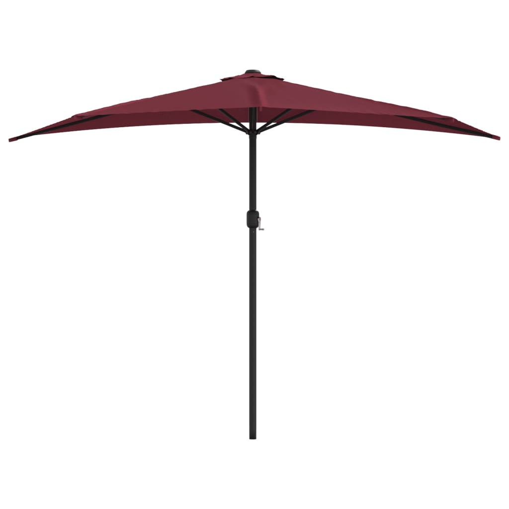 vidaXL Półparasol balkonowy, aluminiowy słupek, bordo, 300x155x223 cm