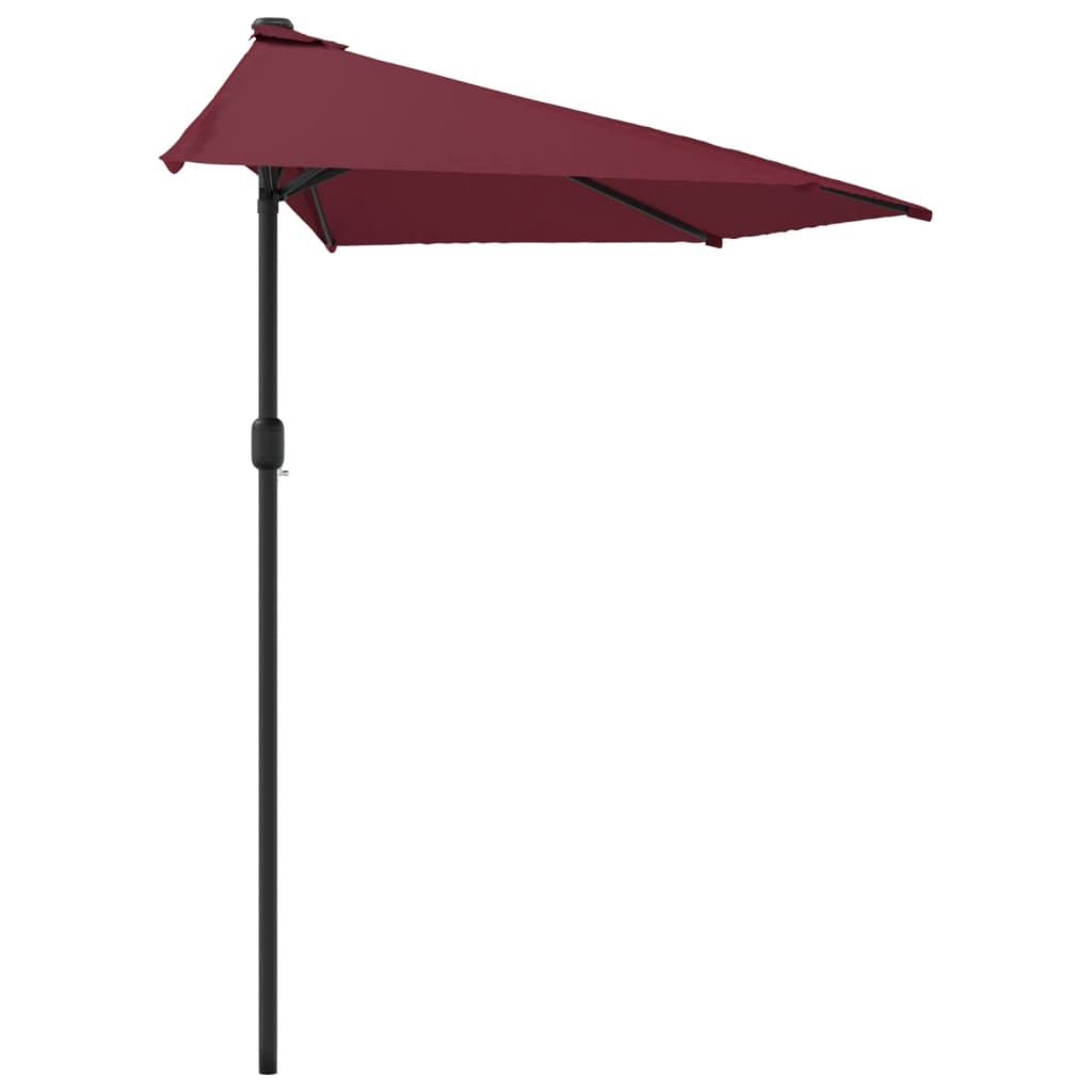 vidaXL Półparasol balkonowy, aluminiowy słupek, bordo, 300x155x223 cm