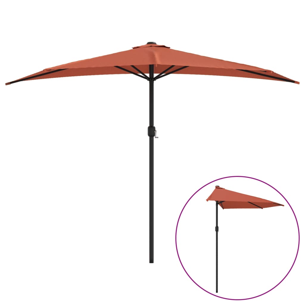 vidaXL Półparasol balkonowy, aluminium, terakota, 300x155x223 cm