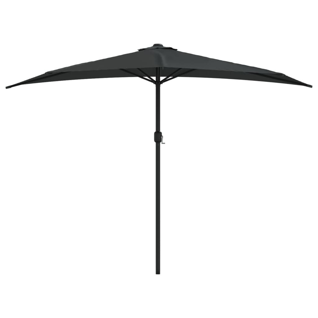 vidaXL Półparasol balkonowy, aluminiowy słupek, czarny, 300x155x223 cm