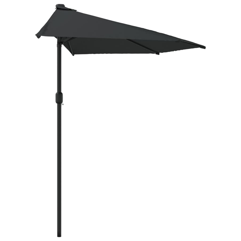 vidaXL Półparasol balkonowy, aluminiowy słupek, czarny, 300x155x223 cm