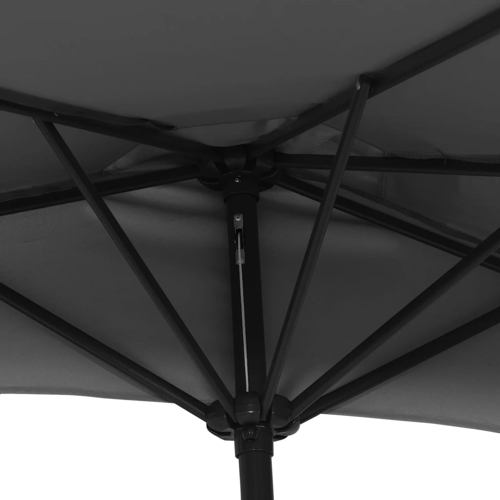 vidaXL Półparasol balkonowy, aluminiowy słupek, czarny, 300x155x223 cm