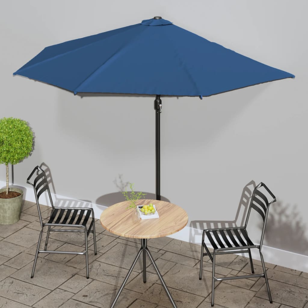 vidaXL Półparasol balkonowy, aluminium, niebieski, 300x155x223 cm
