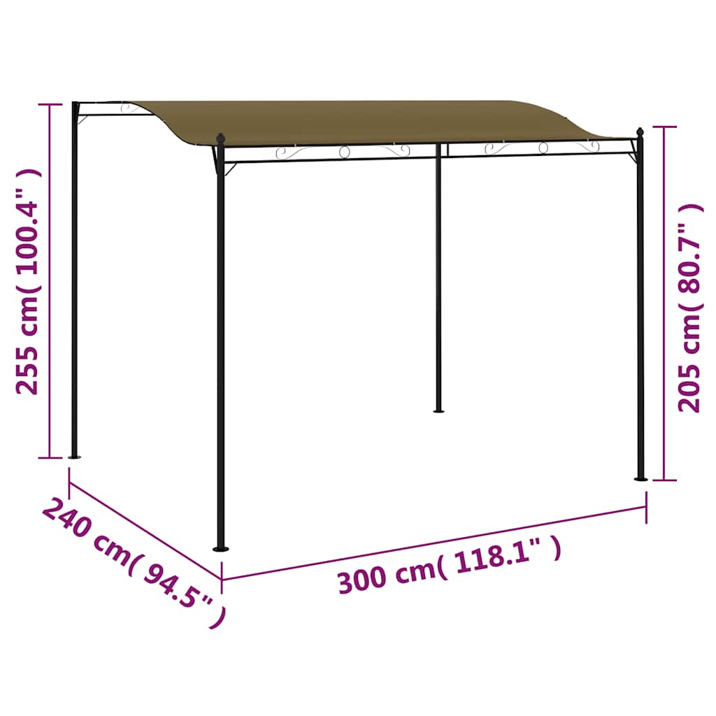 vidaXL Zadaszenie, 3 x 2,4 m, kolor taupe, 180 g/m²