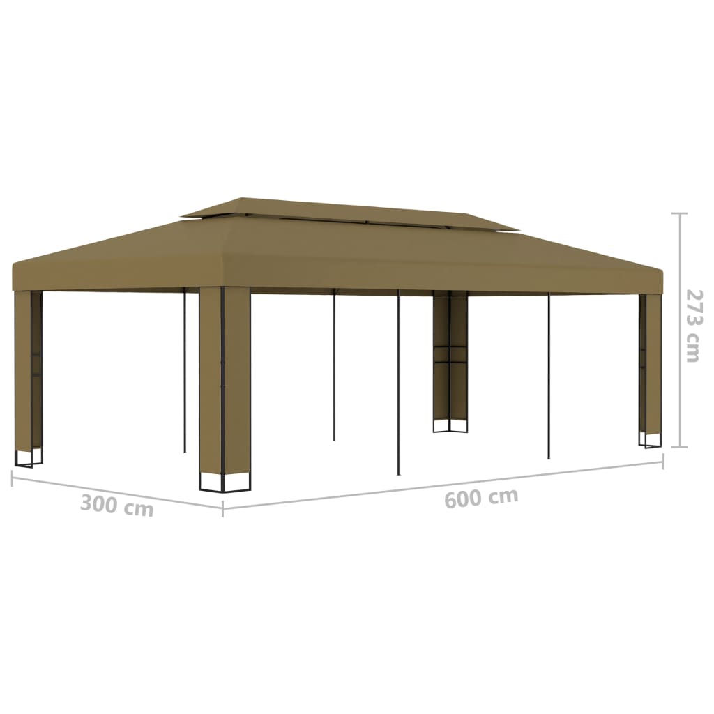 vidaXL Altana z podwójnym dachem, 3x6 m, taupe, 180 g/m²