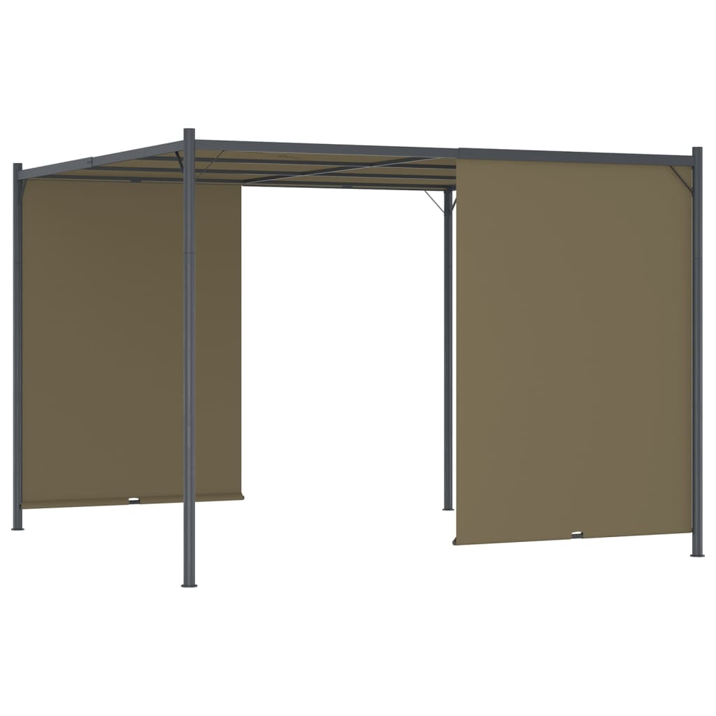 vidaXL Pergola ogrodowa ze zwijanym dachem, 3x3 m, taupe, 180 g/m²