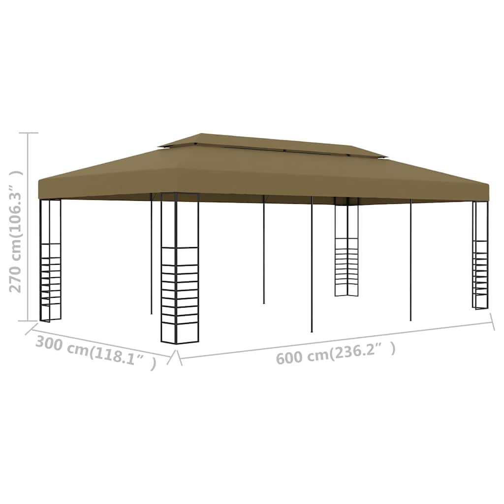 vidaXL Altana ogrodowa, 6 x 3 x 2,7 m, taupe, 180 g/m²