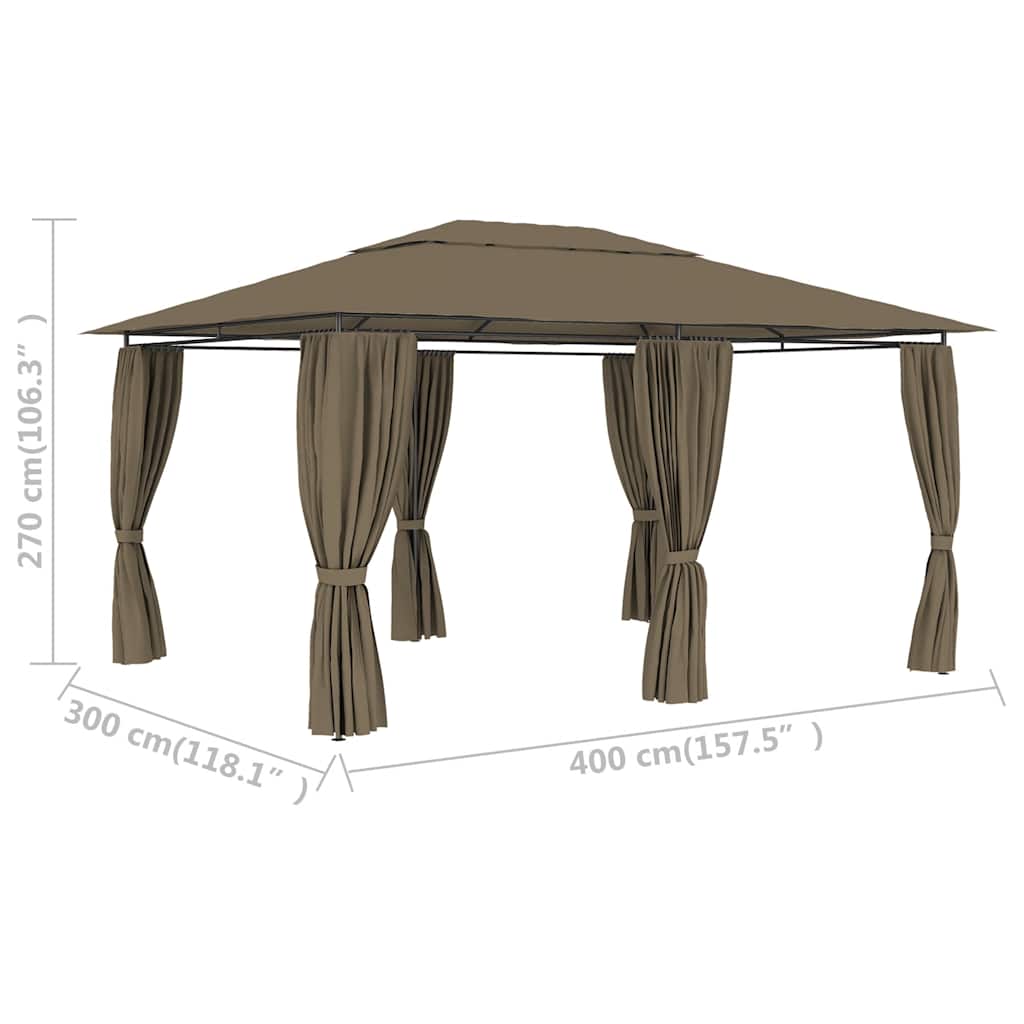 vidaXL Namiot ogrodowy z zasłonami, 4 x 3 m, taupe, 180 g/m²