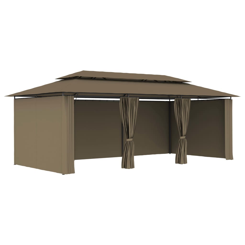vidaXL Altana z zasłonami, 600x298x270 cm, kolor taupe, 180 g/m²
