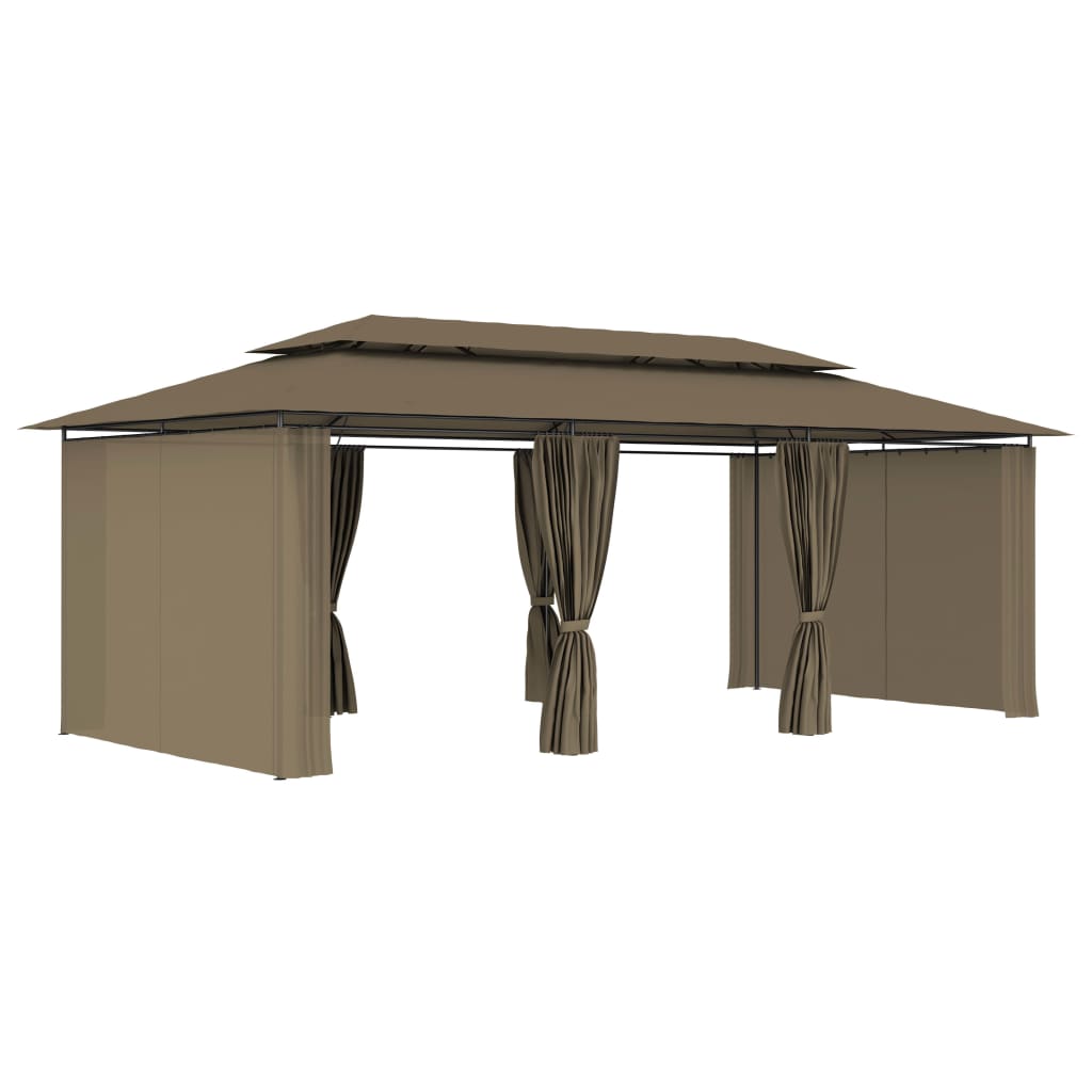 vidaXL Altana z zasłonami, 600x298x270 cm, kolor taupe, 180 g/m²