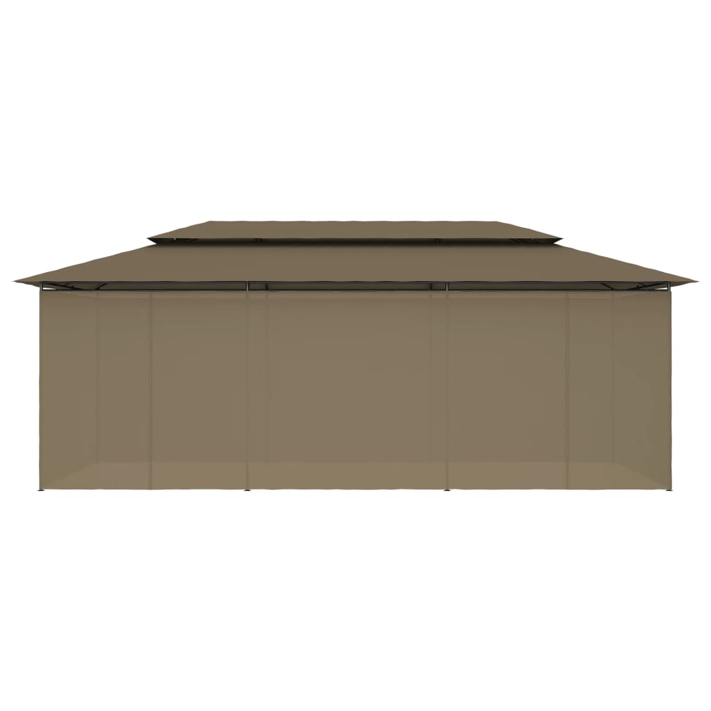 vidaXL Altana z zasłonami, 600x298x270 cm, kolor taupe, 180 g/m²
