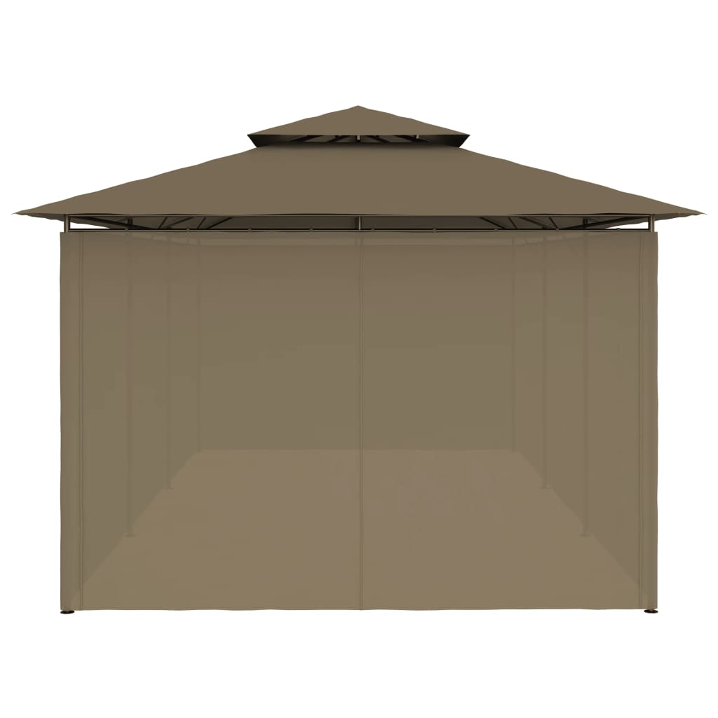 vidaXL Altana z zasłonami, 600x298x270 cm, kolor taupe, 180 g/m²