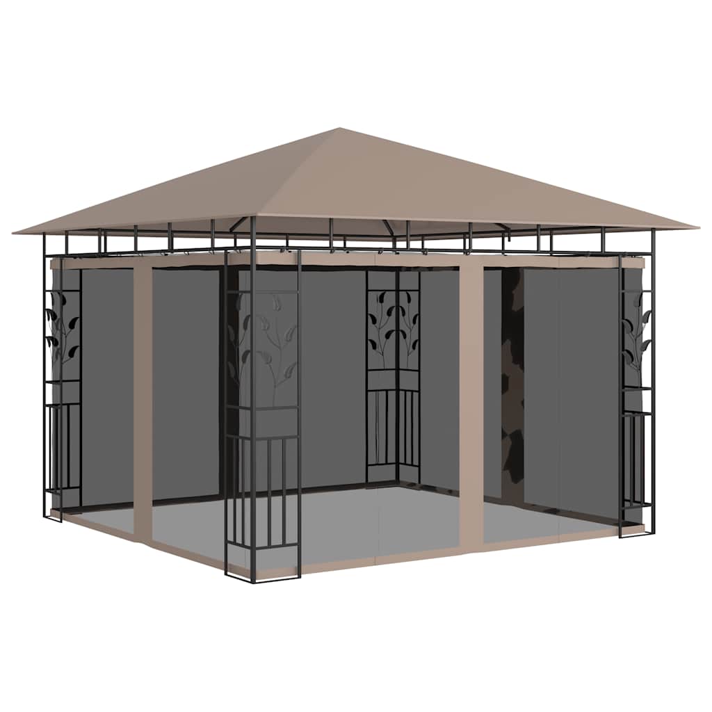 vidaXL Altana ogrodowa z moskitierą, 3x3x2,73 m, kolor taupe, 180 g/m²
