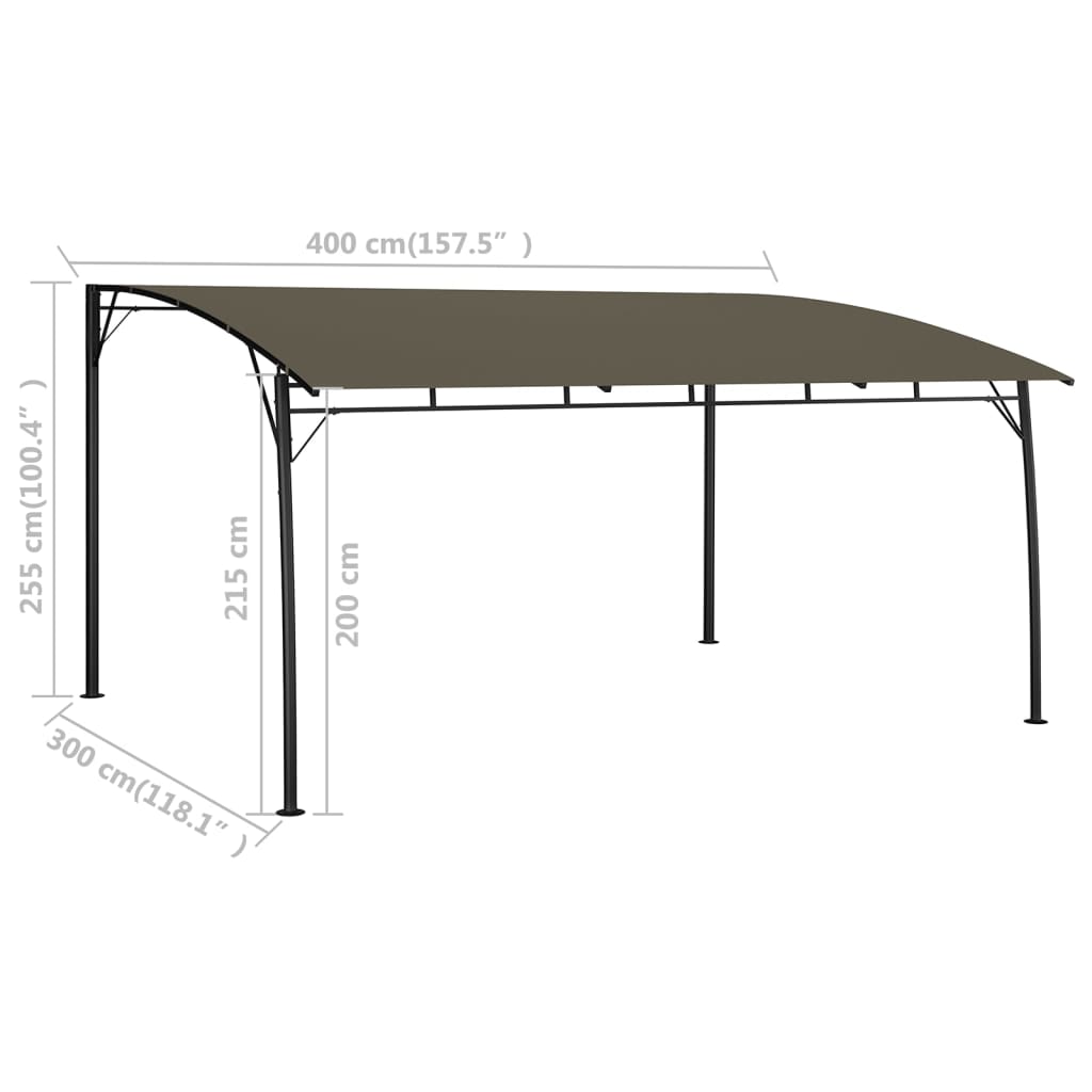 vidaXL Zadaszenie ogrodowe, 4 x 3 x 2,55 m, kolor taupe