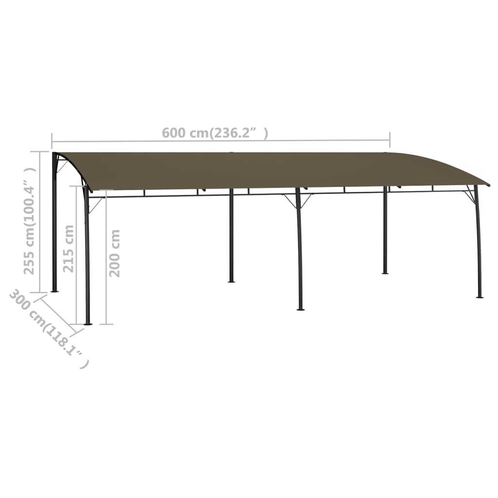 vidaXL Zadaszenie ogrodowe, 6 x 3 x 2,55 m, kolor taupe