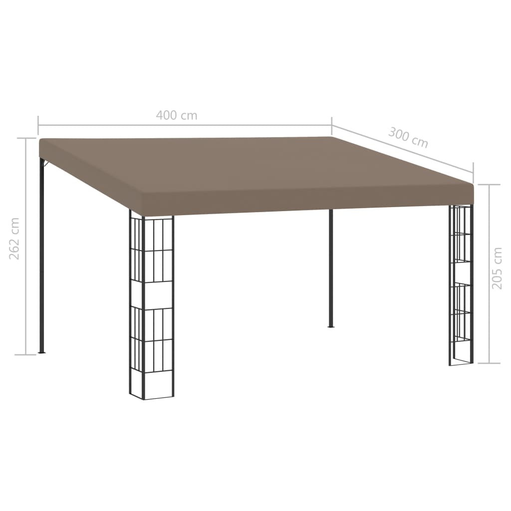vidaXL Altana przyścienna, 4 x 3 m, taupe, tkanina