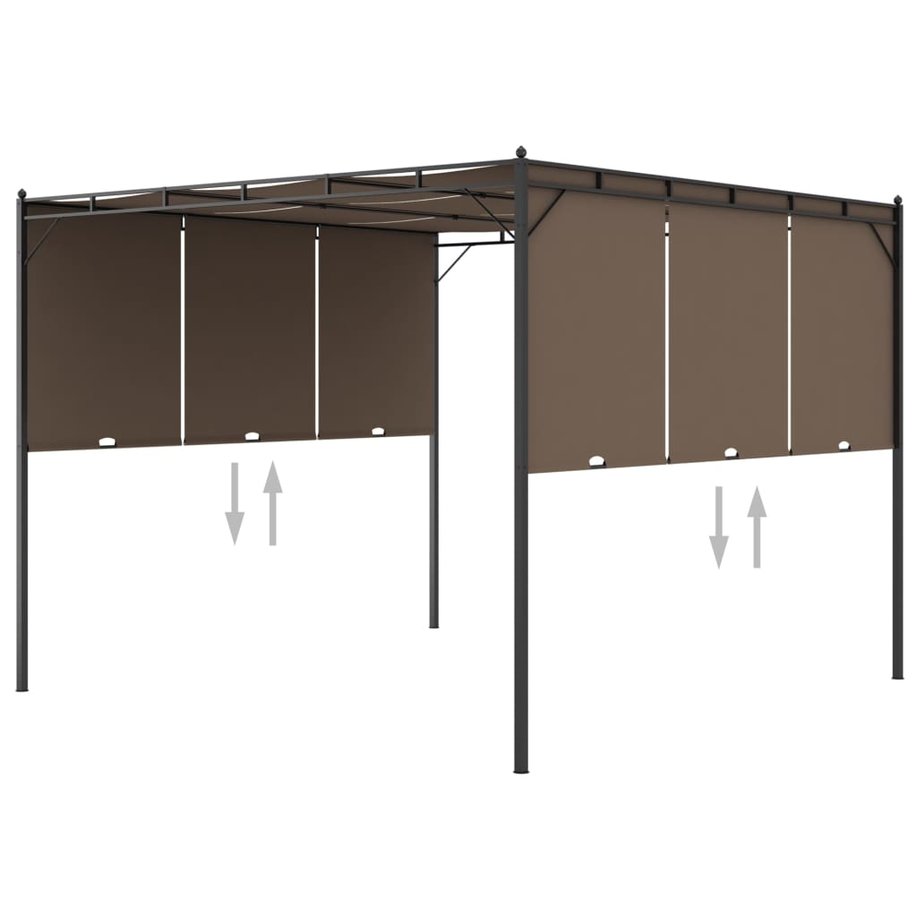vidaXL Altana ogrodowa z zasłoną, 3 x 3 x 2,25 m, kolor taupe
