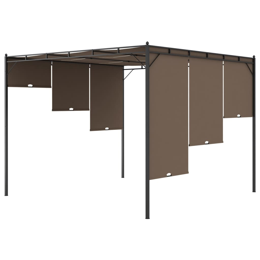 vidaXL Altana ogrodowa z zasłoną, 3 x 3 x 2,25 m, kolor taupe