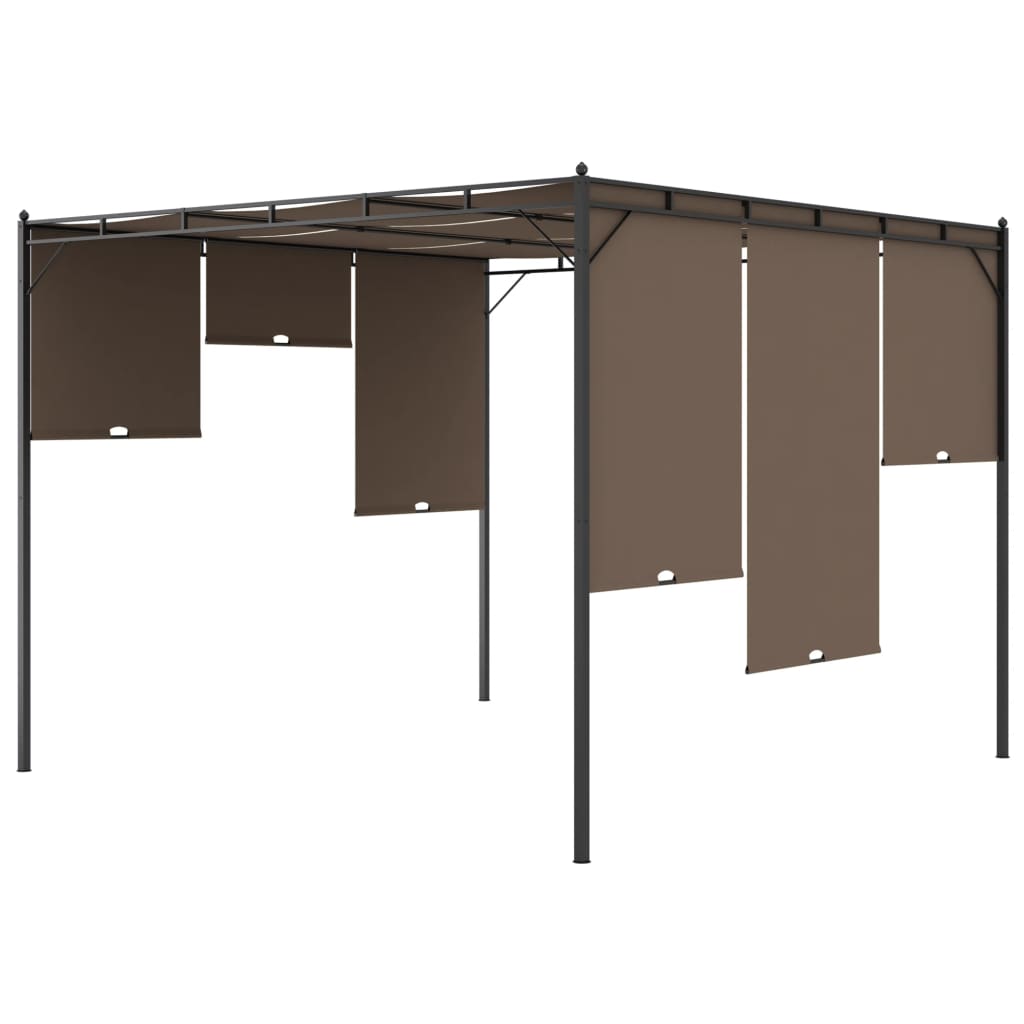 vidaXL Altana ogrodowa z zasłoną, 3 x 3 x 2,25 m, kolor taupe