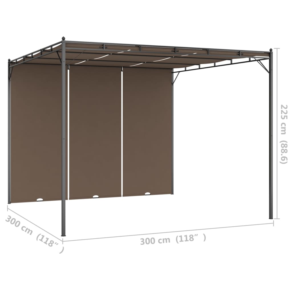 vidaXL Altana ogrodowa z zasłoną, 3 x 3 x 2,25 m, kolor taupe