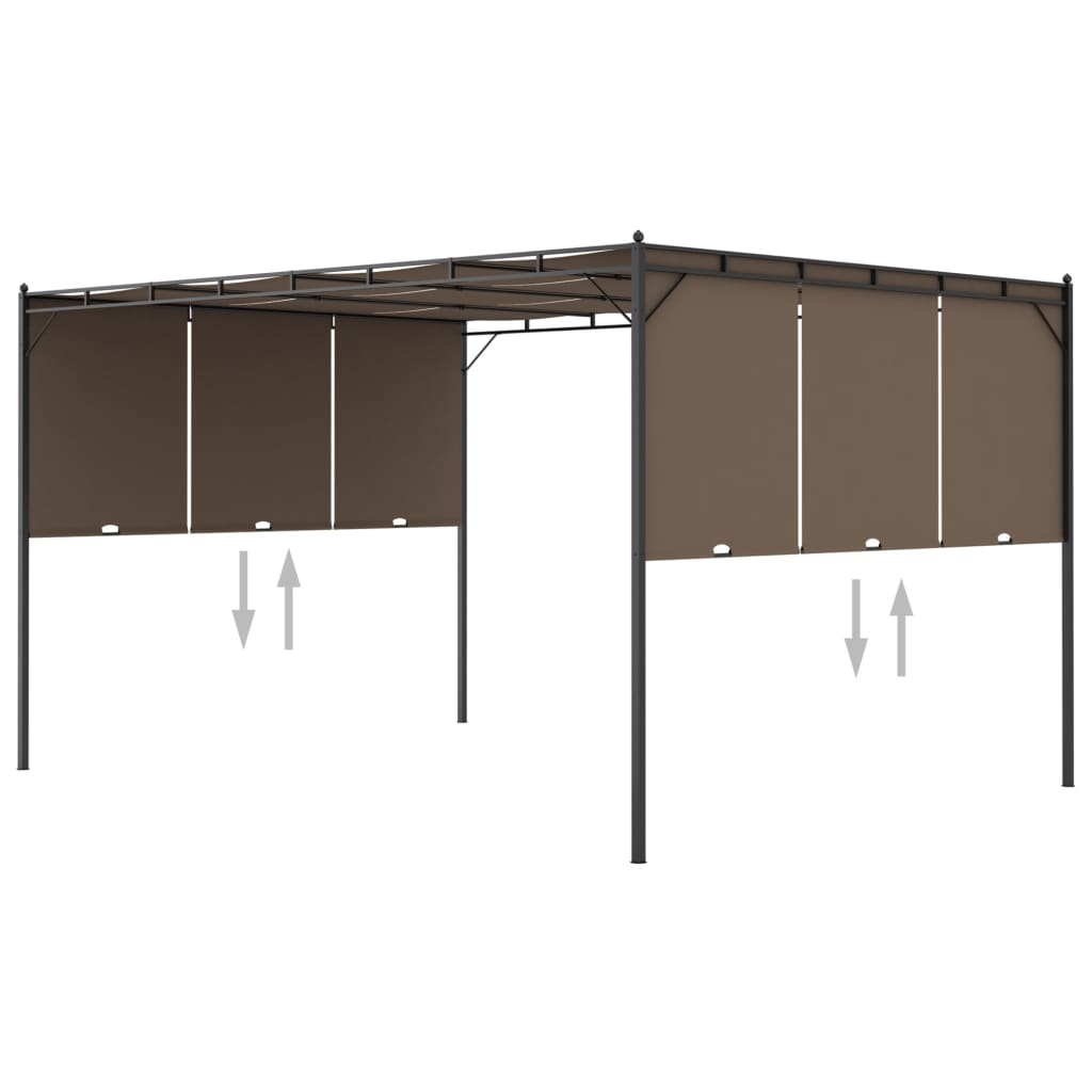 vidaXL Altana ogrodowa z zasłoną, 4 x 3 x 2,25 m, kolor taupe
