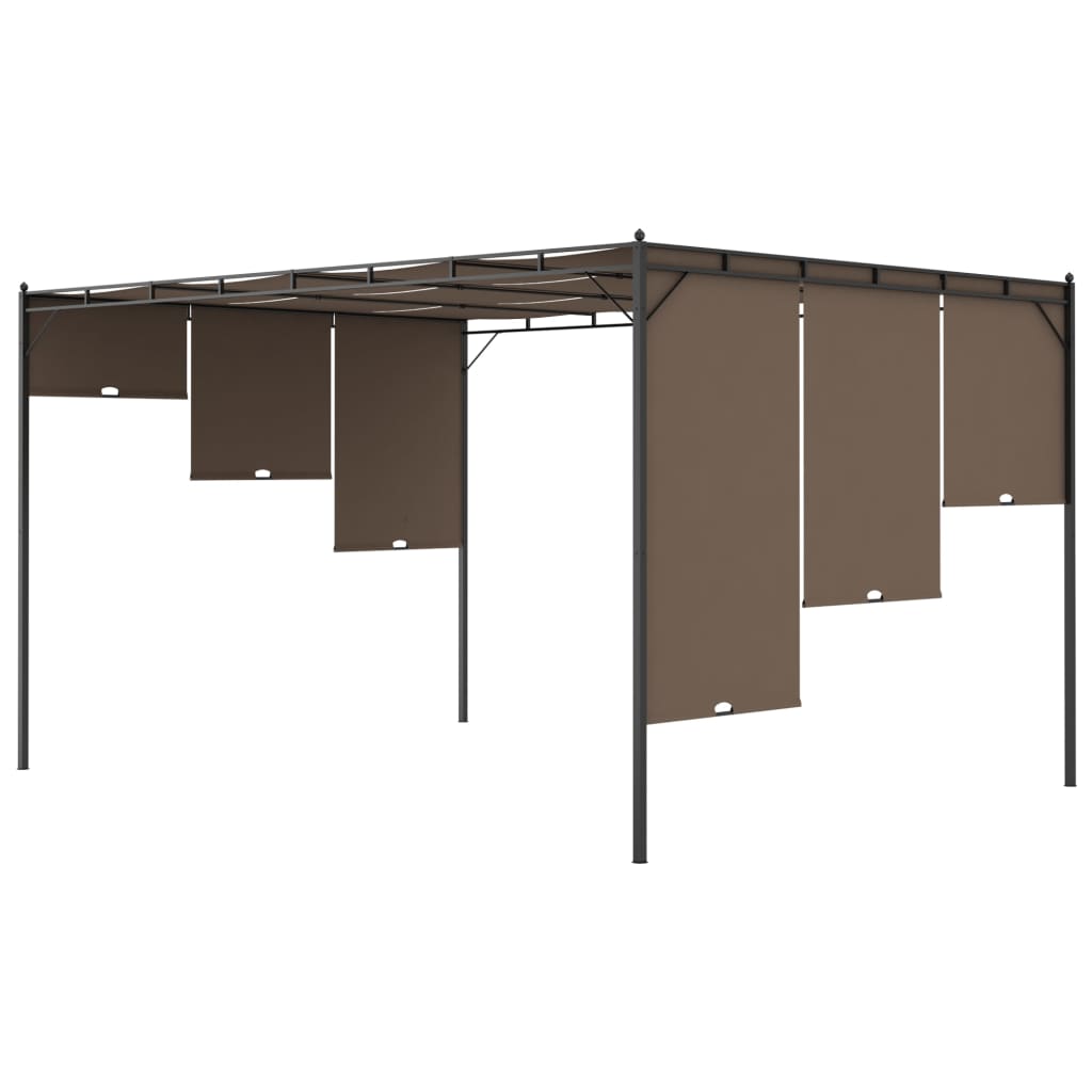 vidaXL Altana ogrodowa z zasłoną, 4 x 3 x 2,25 m, kolor taupe