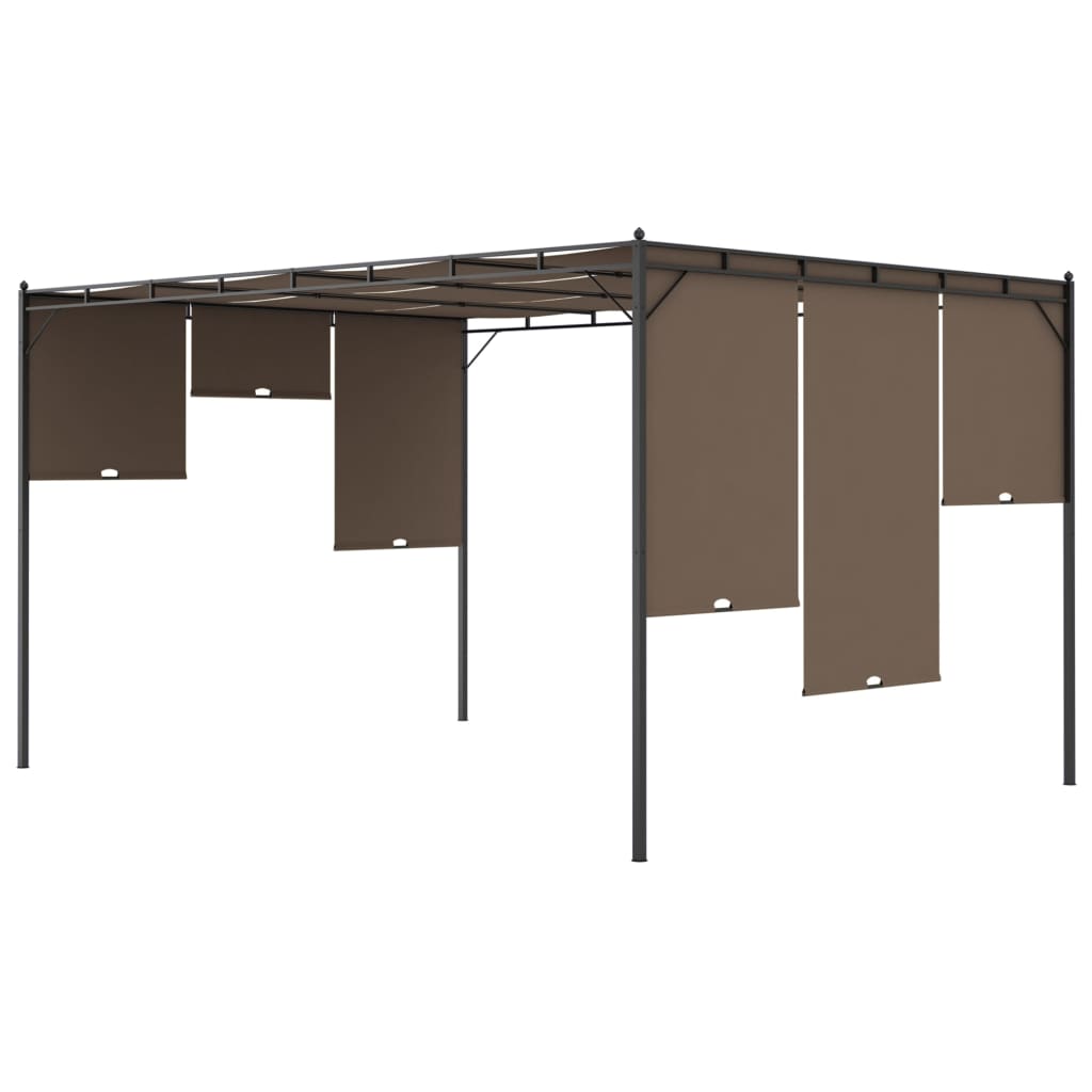 vidaXL Altana ogrodowa z zasłoną, 4 x 3 x 2,25 m, kolor taupe