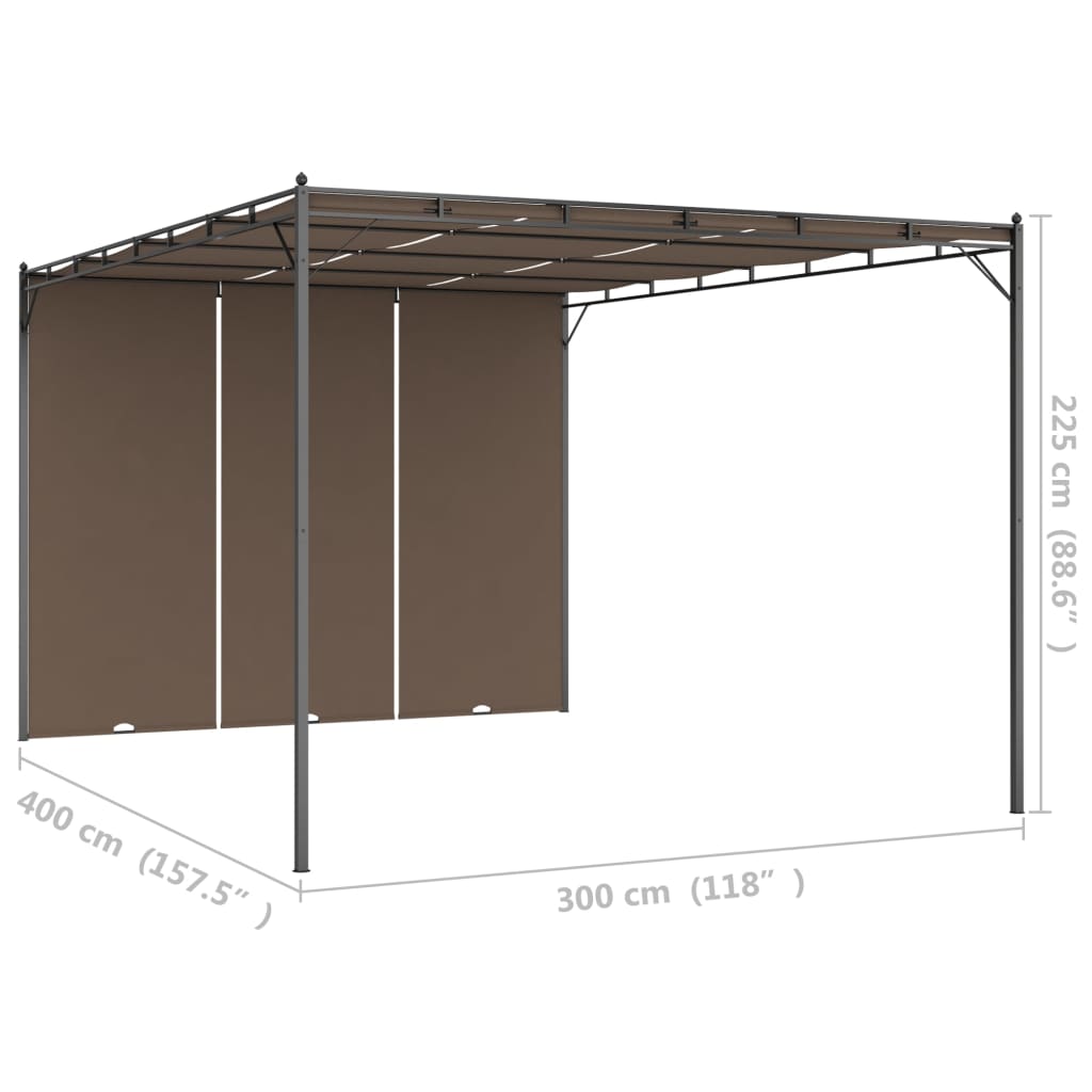vidaXL Altana ogrodowa z zasłoną, 4 x 3 x 2,25 m, kolor taupe
