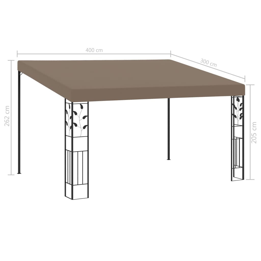 vidaXL Altana przyścienna, 4 x 3 x 2,5 m, taupe