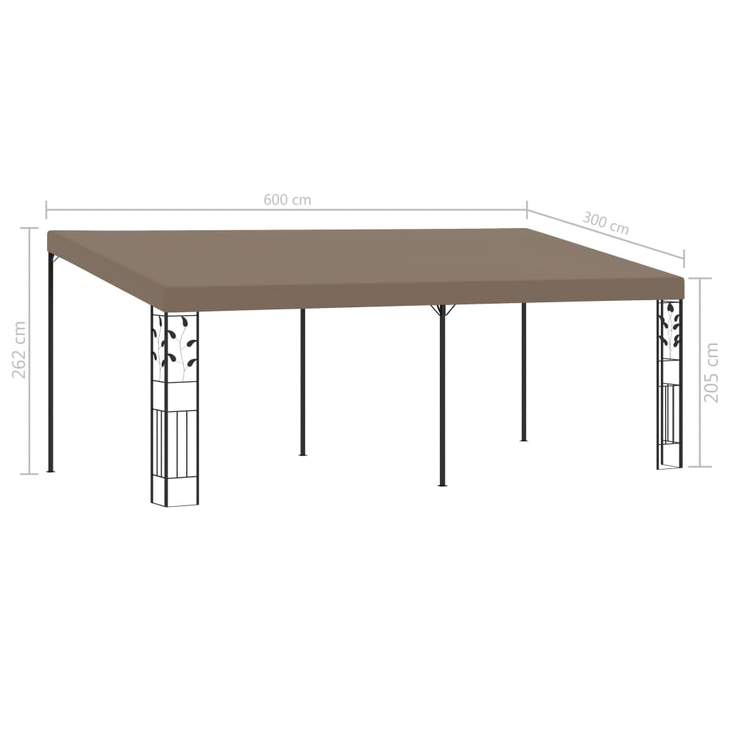 vidaXL Altana przyścienna, 6 x 3 x 2,5 m, taupe
