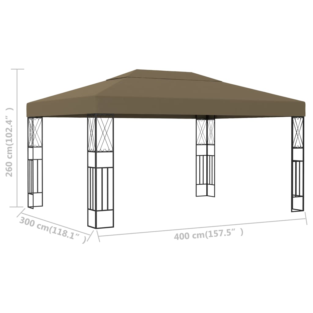 vidaXL Altana, 3 x 4 m, taupe, tkanina