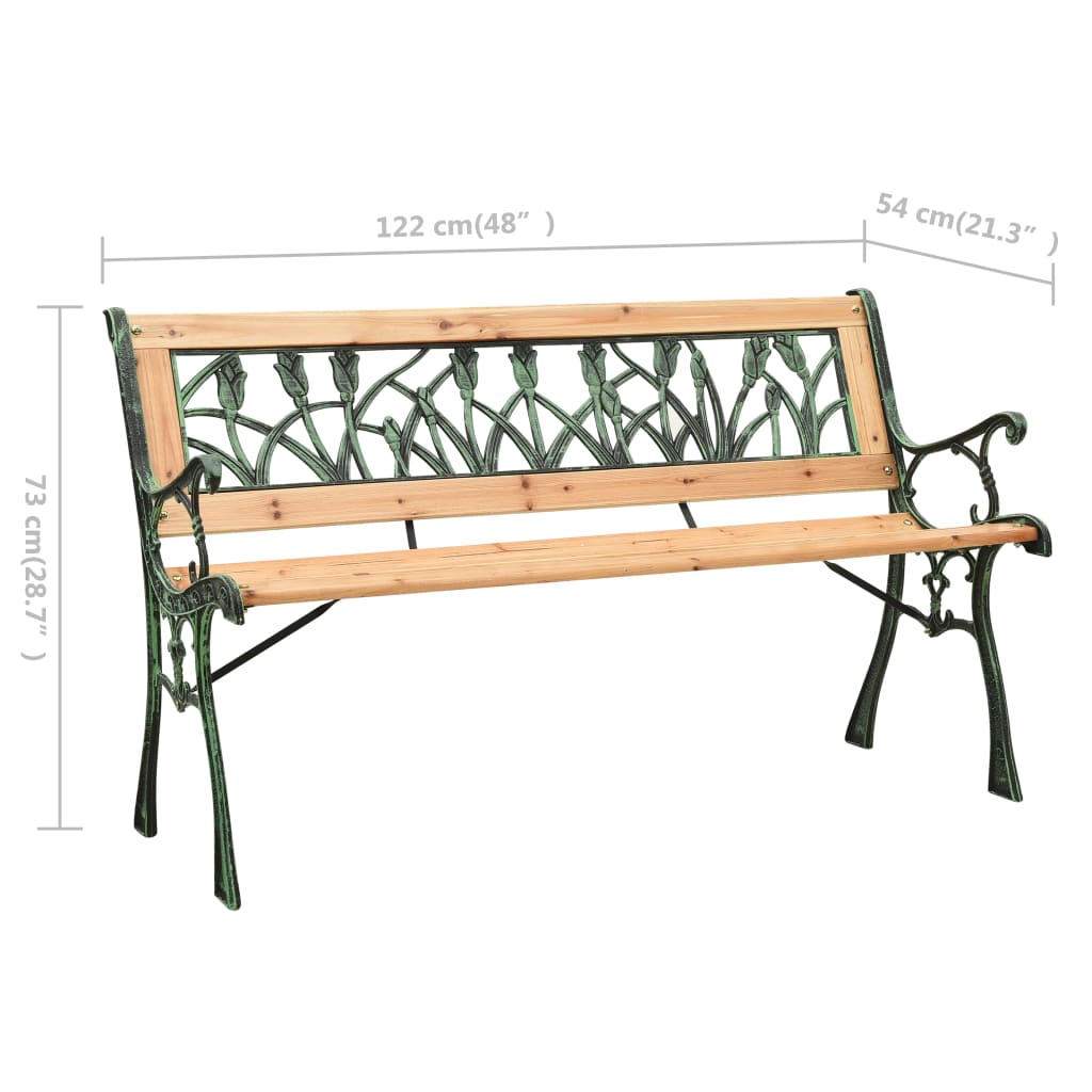 vidaXL Ławka ogrodowa, 122 cm, żeliwo i lite drewno jodłowe