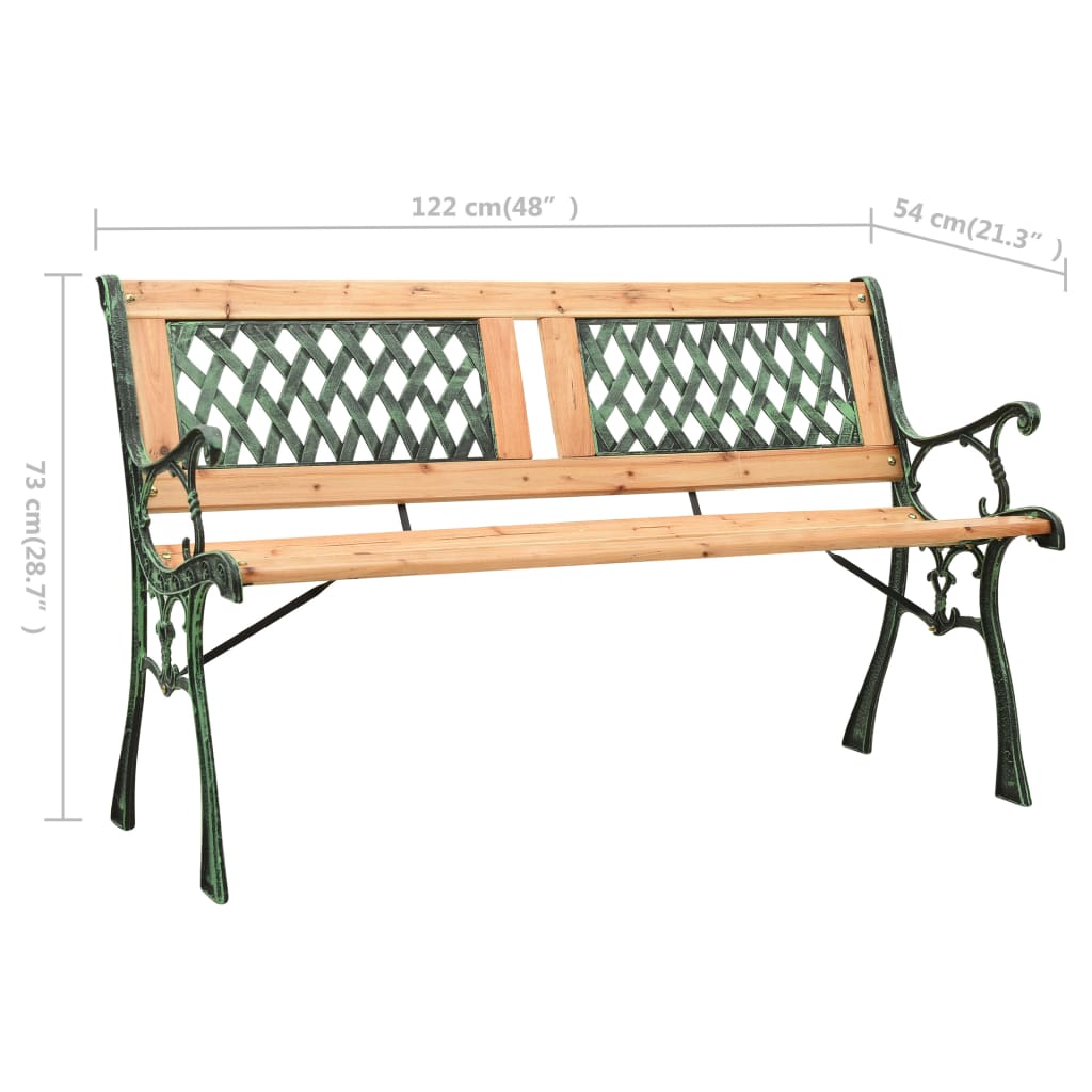 vidaXL Ławka ogrodowa, 122 cm, żeliwo i lite drewno jodłowe