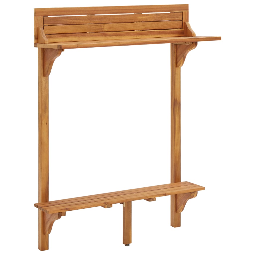 vidaXL Barowy stolik balkonowy, 90x37x122,5 cm, lite drewno akacjowe